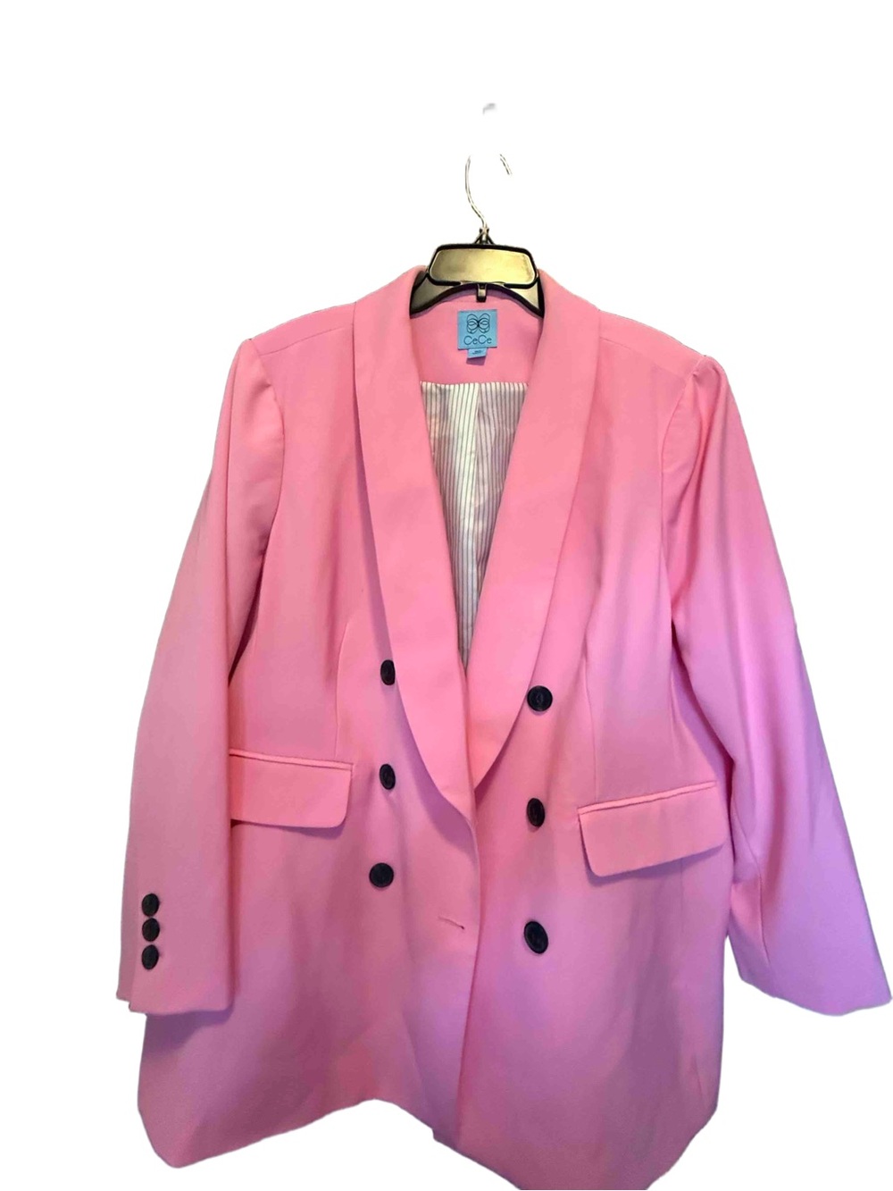 Ladies CeCe Pink Double-Breasted Lined Blazer Jacket